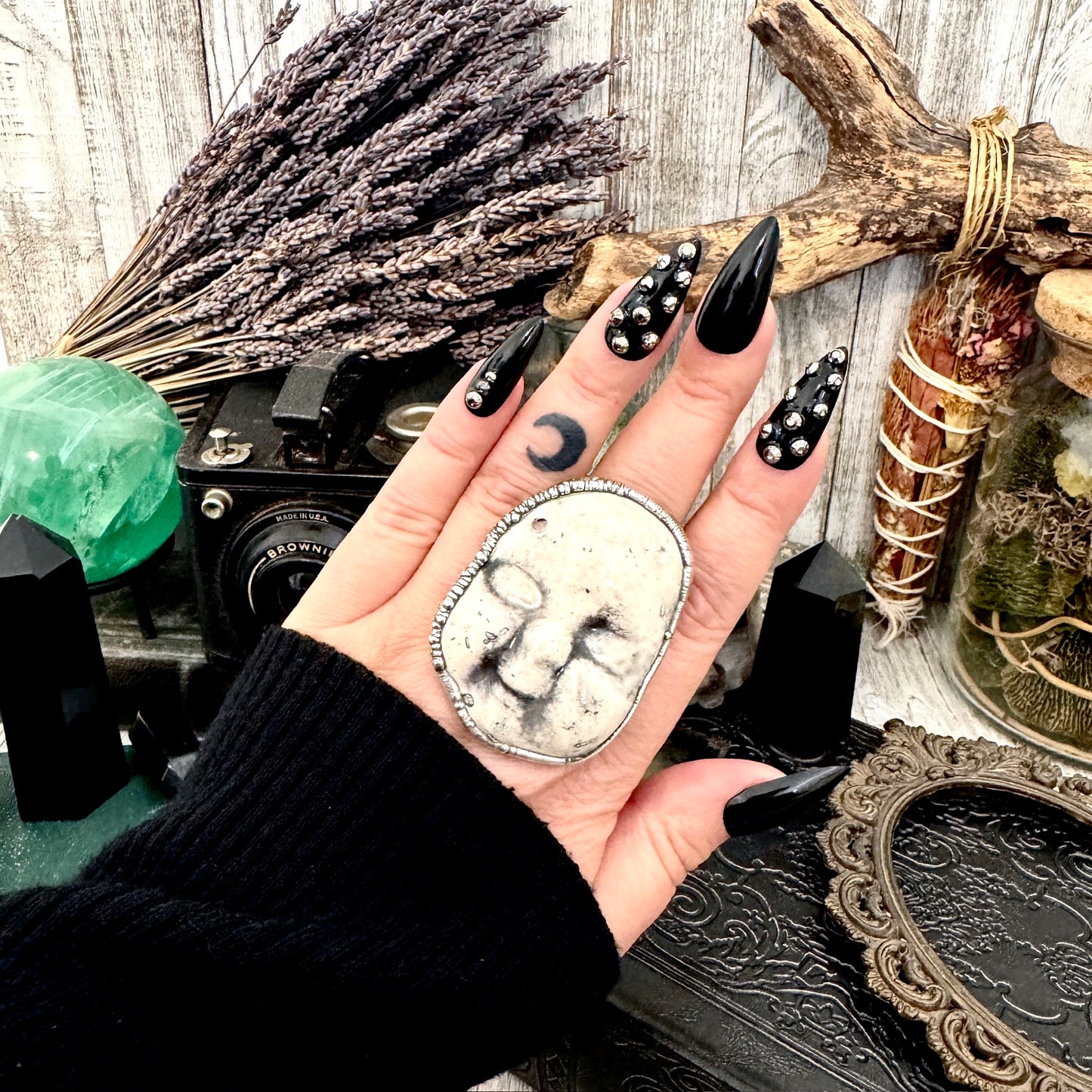 Ceramic Baby Doll Head Ring Fine Silver Size 10 / Foxlark Collection - One of a Kind FOXLARK