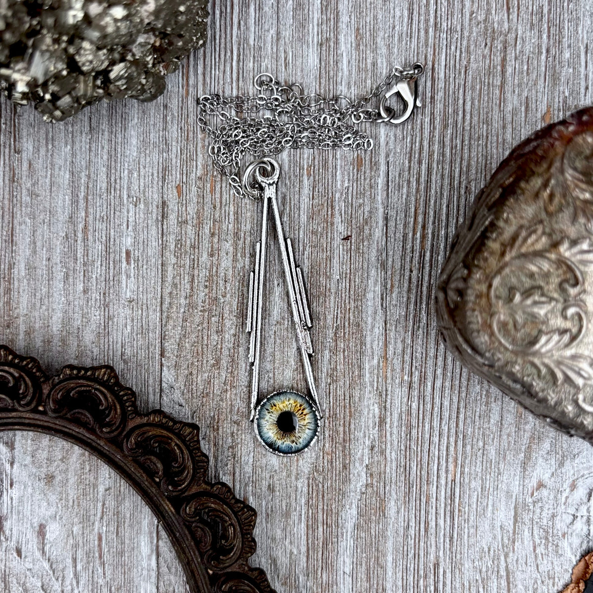 Blue eyeball necklace in fine silver from FOXLARK collection featuring a unique, handcrafted design.