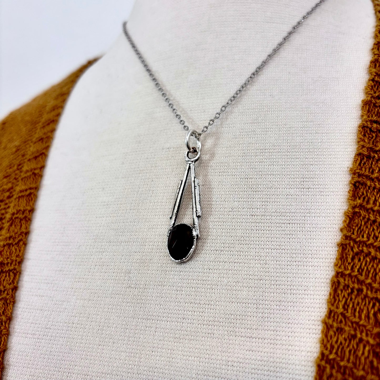 Smoky Quartz Crystal Necklace in Fine Silver / Foxlark Collection - One of a Kind