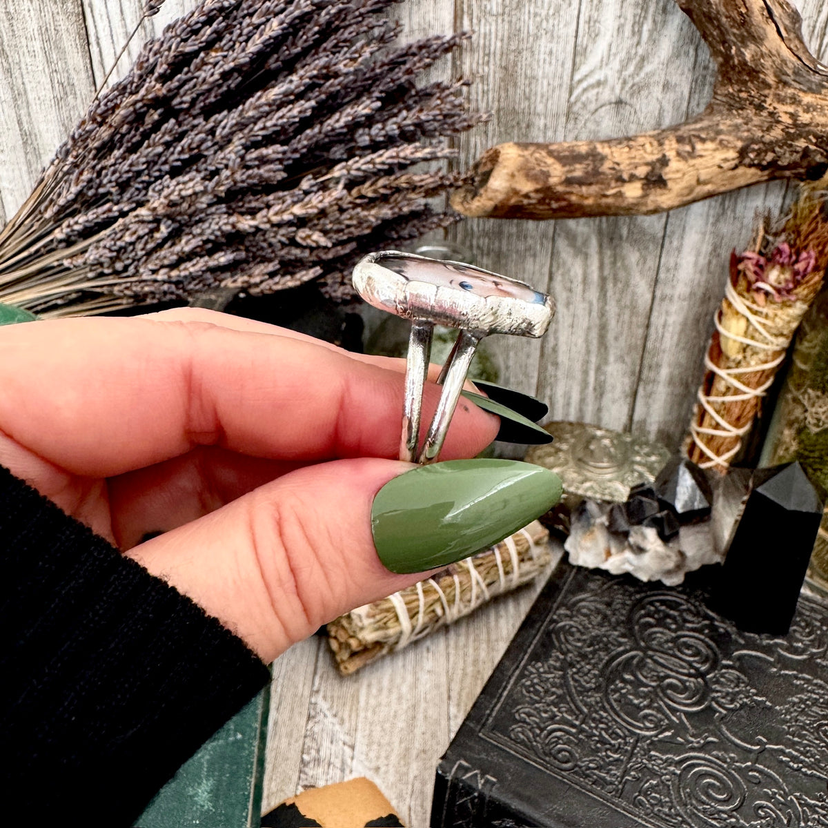 doll head statement ring, fine silver, size 11