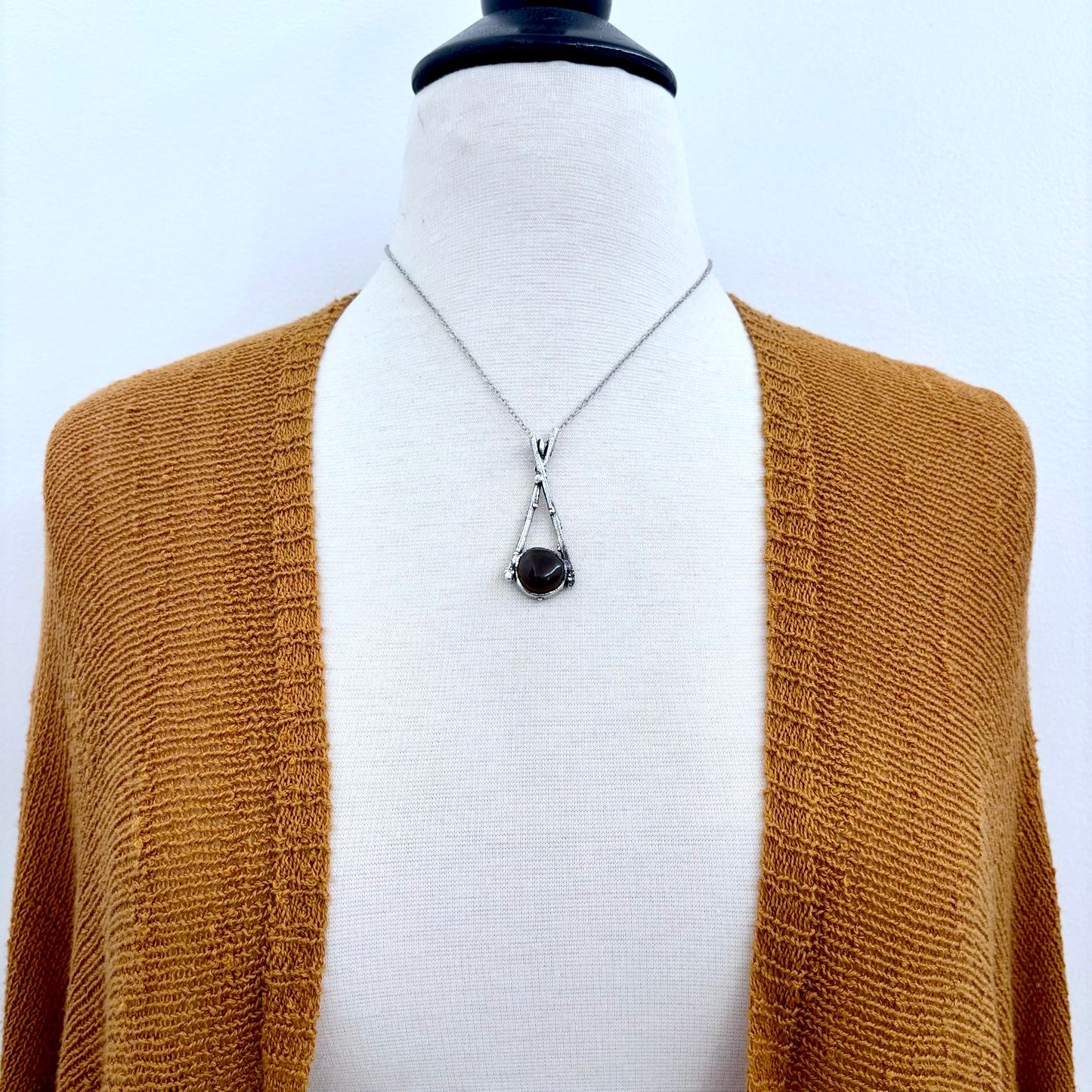 Smoky Quartz Crystal Necklace in Silver /Sticks & Stones Collection