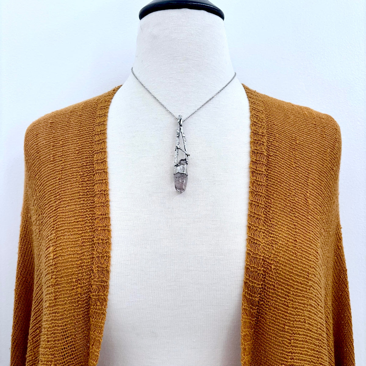 FOXLARK Vera Cruz Amethyst Crystal Necklace in silver from the Sticks & Stones Collection, featuring a vibrant purple amethyst pendant.