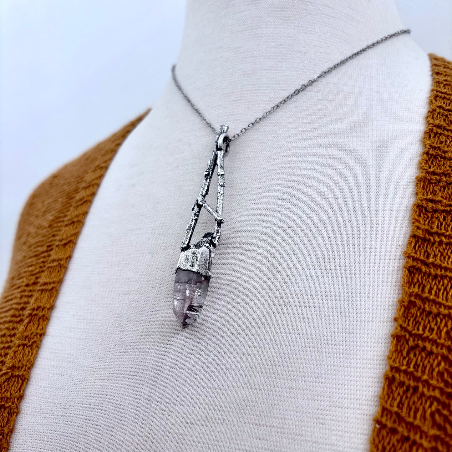 Vera Cruz Amethyst Crystal Necklace in Silver / Sticks & Stones Collection