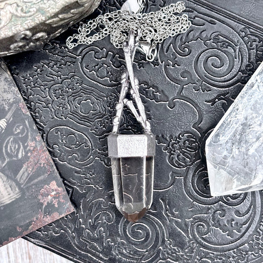 Smoky Quartz Crystal Necklace in Silver / Sticks & Stones Collection
