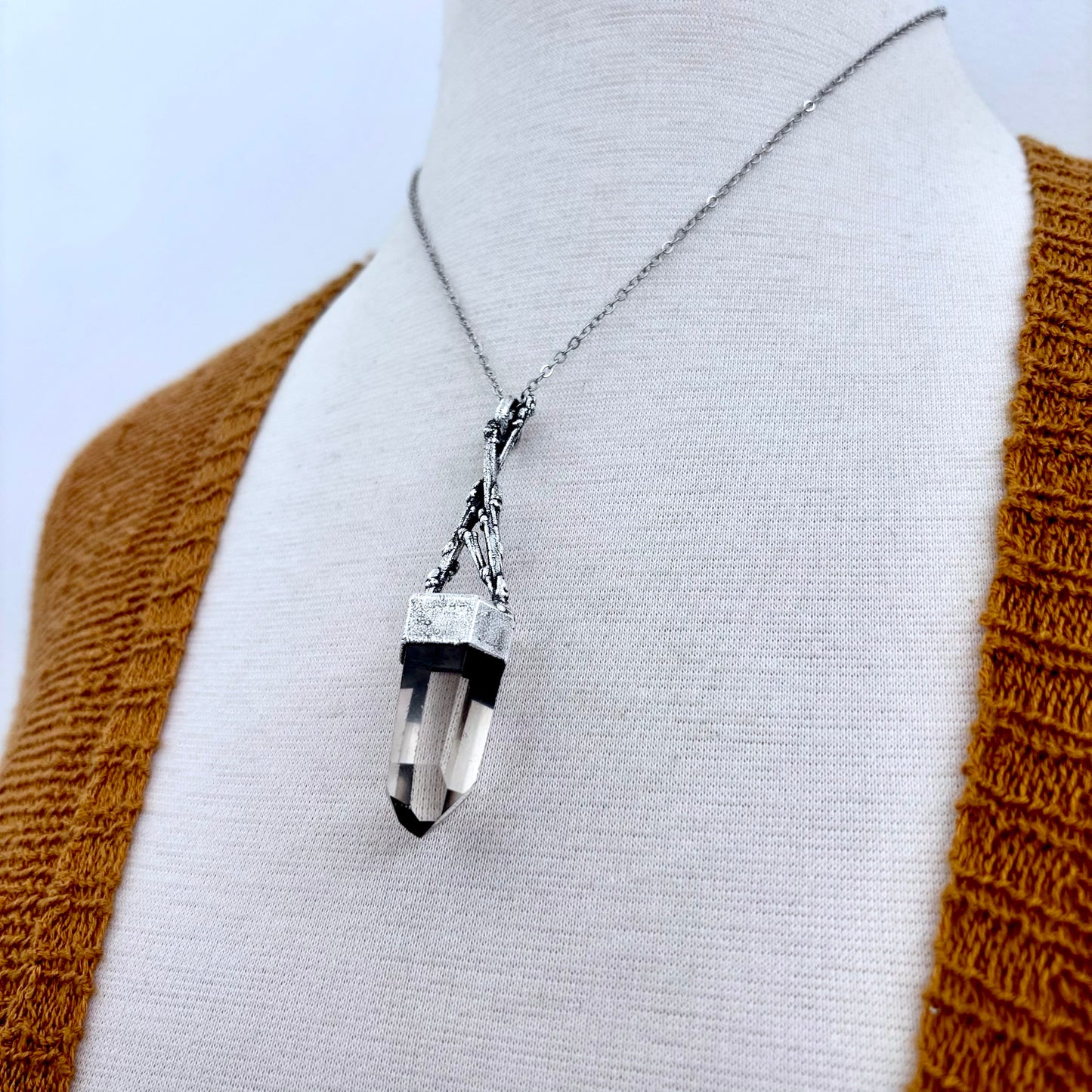 Smoky Quartz Crystal Necklace in Silver / Sticks & Stones Collection