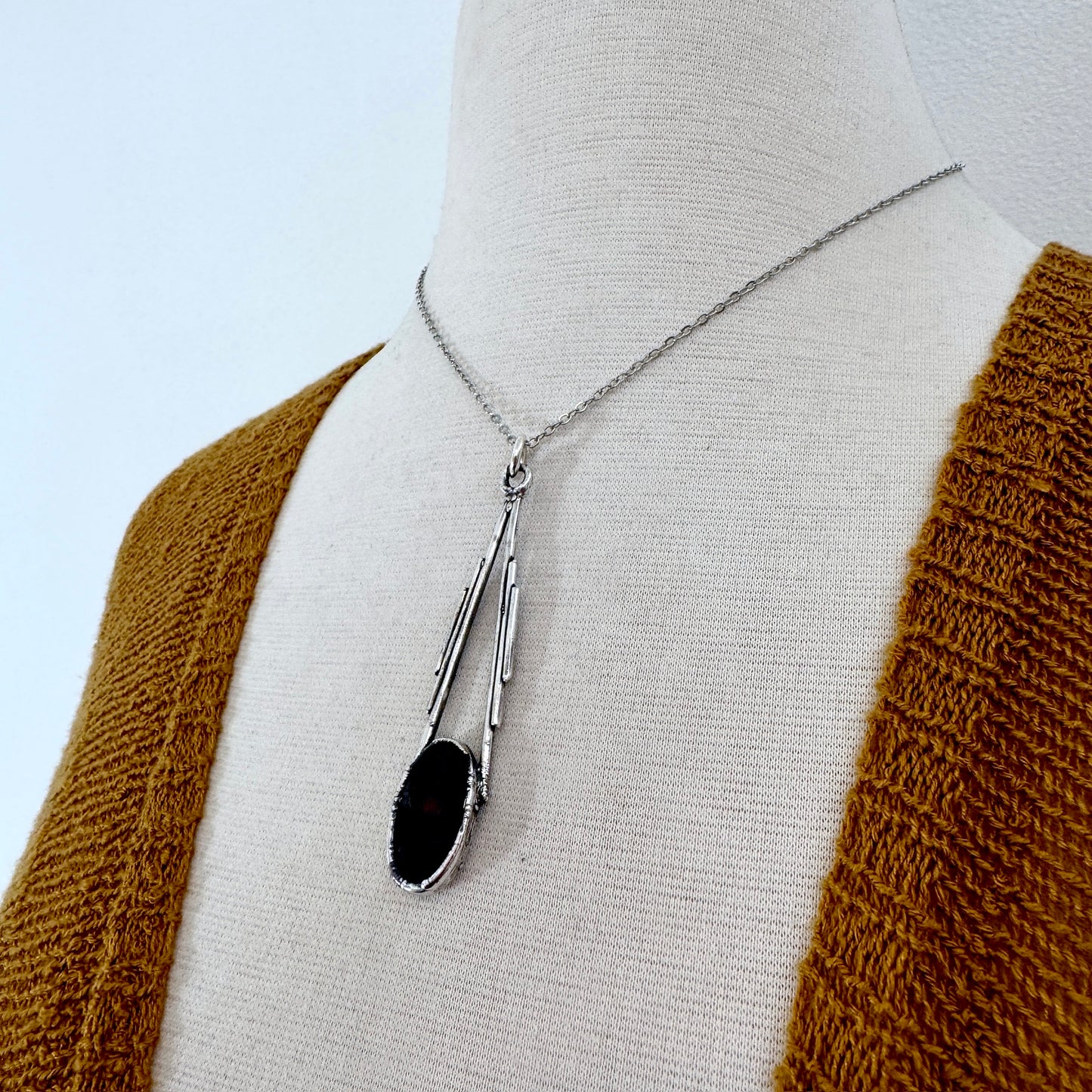 Bloodstone Crystal Necklace in Fine Silver / Foxlark Collection - One of a Kind FOXLARK