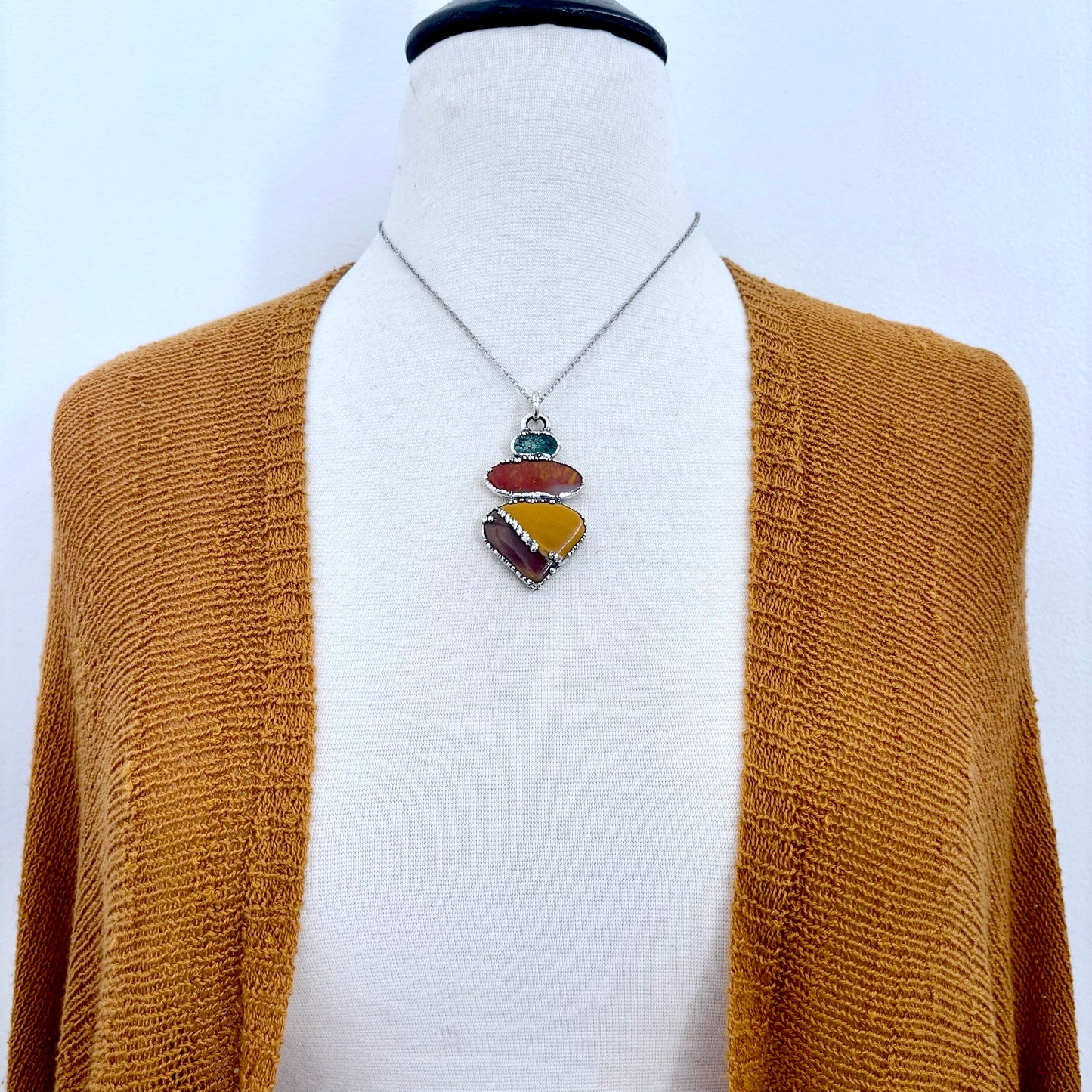 Multi Stone Turquoise Jasper Mookaite Crystal Necklace Fine Silver / Foxlark Collection FOXLARK