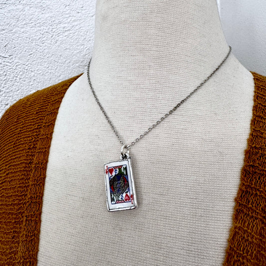 Playing Games - King Of Hearts Playing Card Necklace Fine Silver - One of a Kind