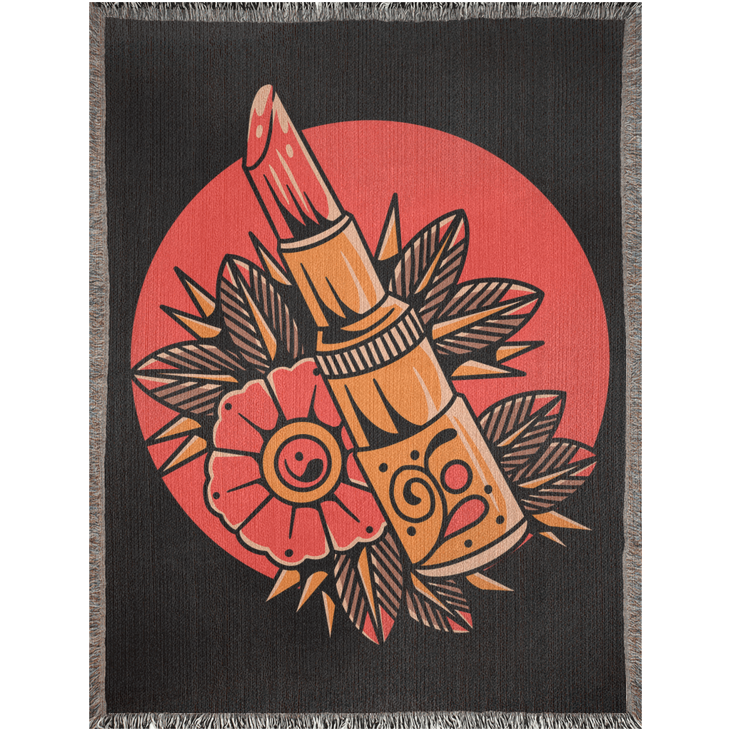 Lipstick Traditional Tattoo Style - Woven Blanket