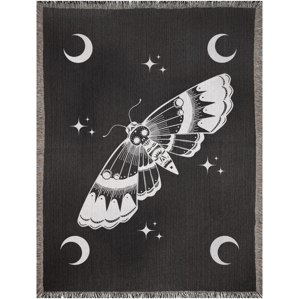 Moth and Moon - Woven Blanket - Foxlark Crystal Jewelry