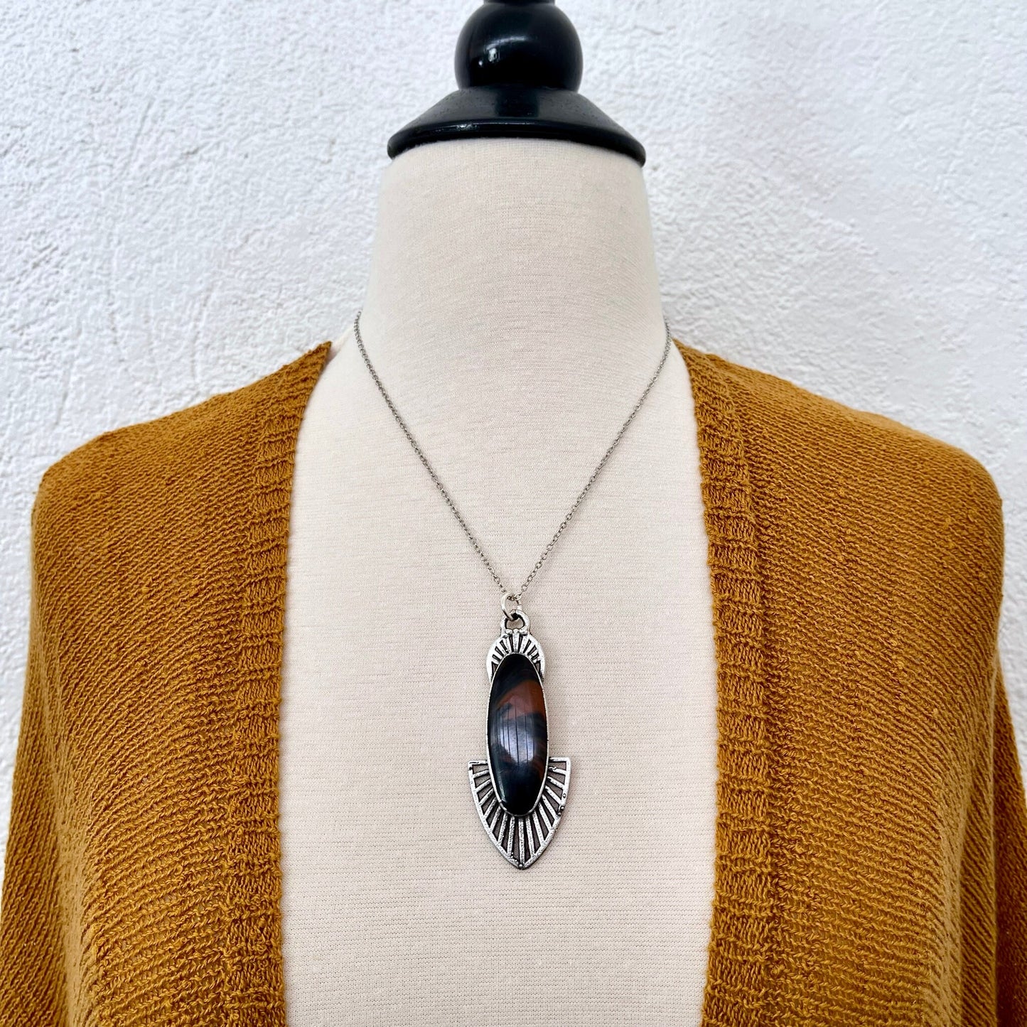 Moss & Moon Collection - Mahogany Sheen Obsidian Statement Necklace set in Fine Silver / One of a Kind - by Foxlark - Foxlark Crystal Jewelry