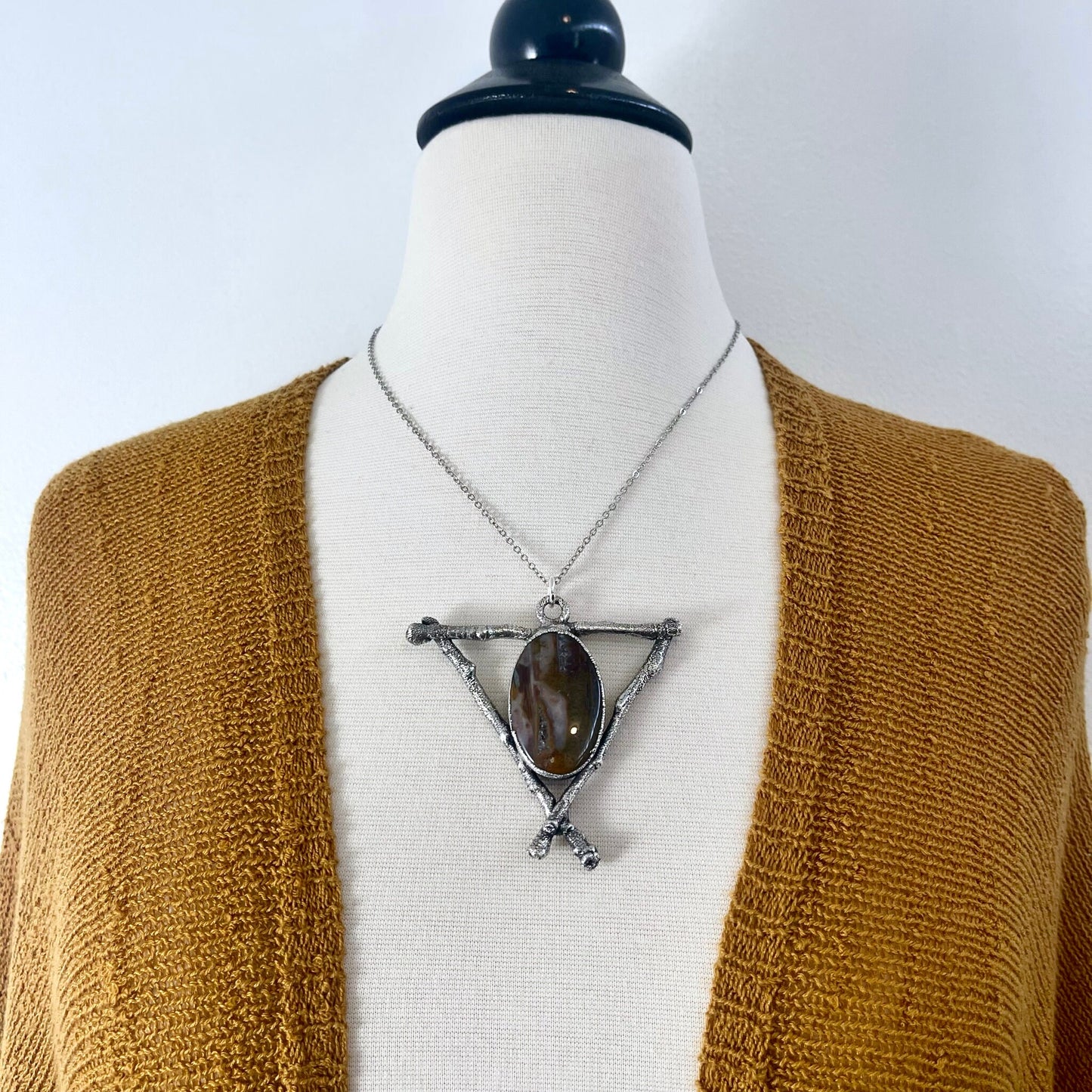 Sticks & Stones Necklace Fancy Moss Agate Pendant /