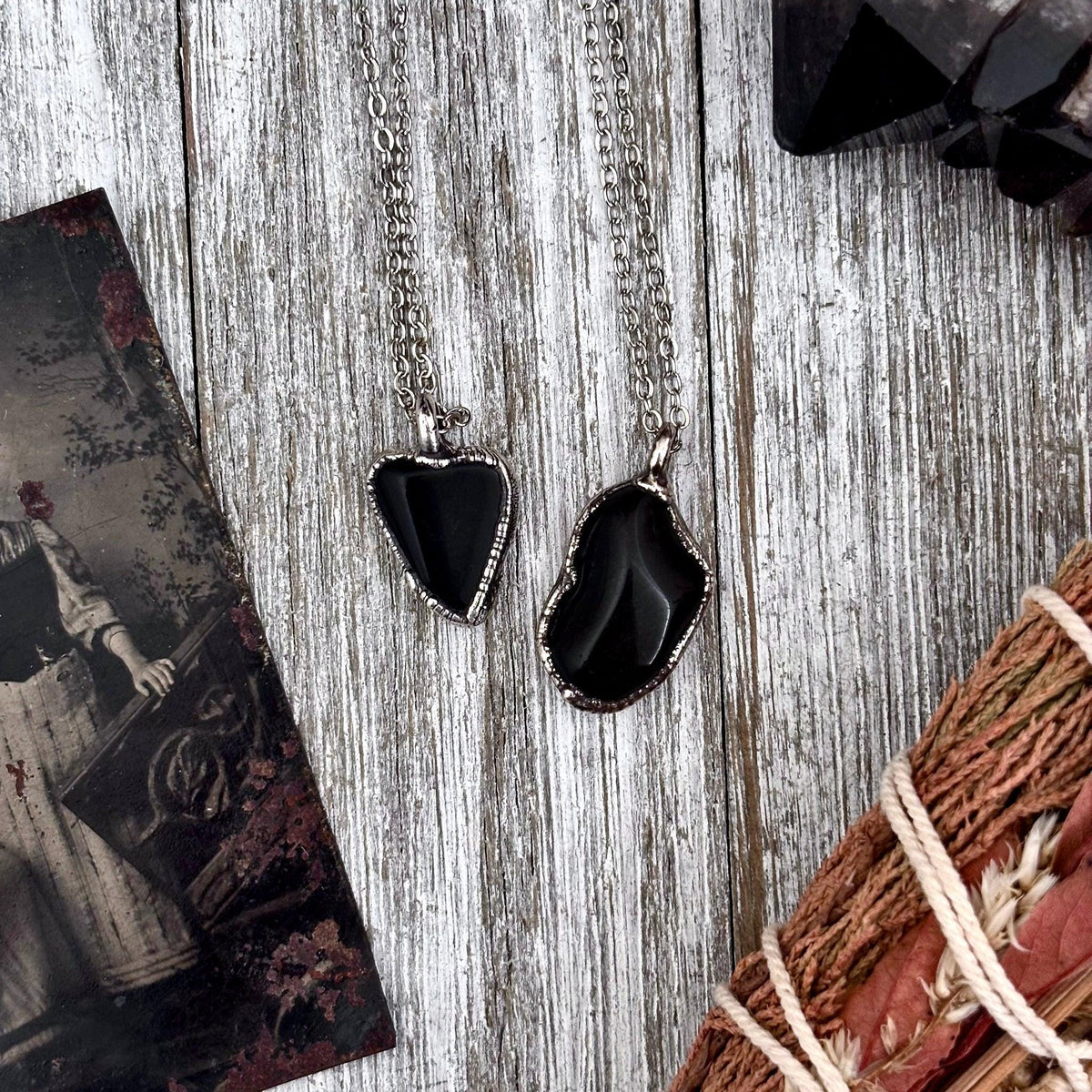 Dainty pebble necklace in aquamarine, clear quartz, or black onyx with silver chain from FOXLARK's Foxlark collection.
