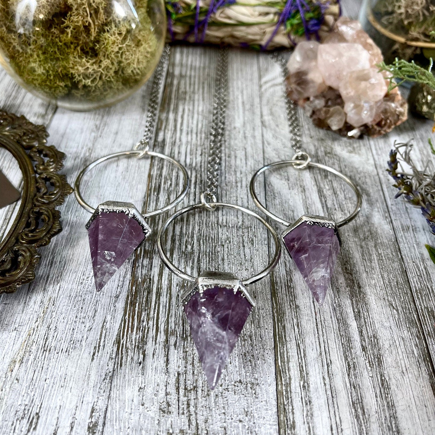 Amethyst Necklace, Crystal Jewelry, Crystal Necklaces, Crystal Pendulum, Etsy ID: 749750908, FOXLARK- NECKLACES, Gothic Jewelry, healing crystals, Jewelry, Necklaces, Pendulum Necklace, Purple Stone Jewelry, Raw Crystal Necklace, Silver Pendulum, Stone Pe