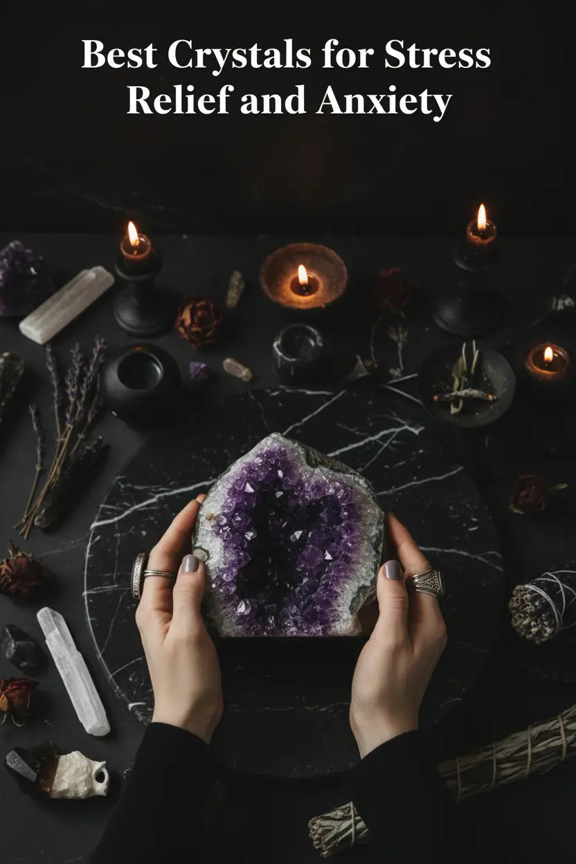 best crystals for stress relief , anxiety — amethyst, black tourmaline, lepidolite, and more.