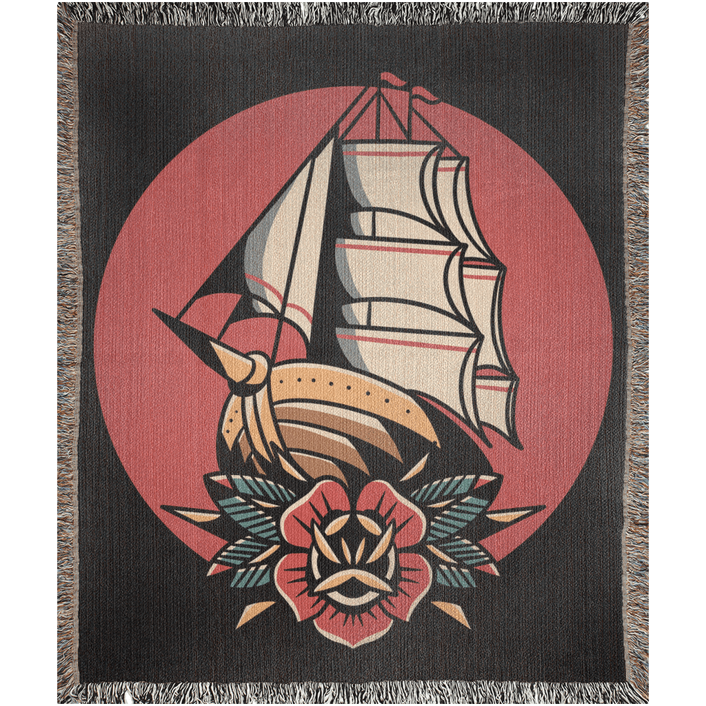 Old Sailor Traditional Tattoo Style - Woven Blanket