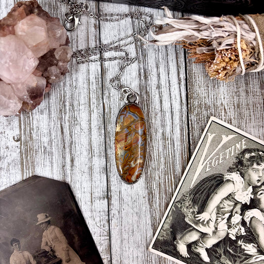 Petrified Wood Crystal Necklace in Fine Silver / Foxlark Collection - One of a Kind
