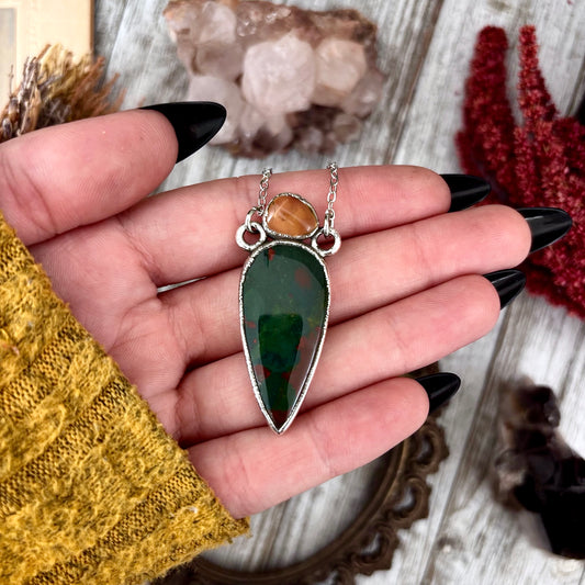 Multi Stone Citrine Bloodstone Necklace in Silver / Foxlark Collection