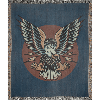 Thunder Eagle Traditional Tattoo Style Woven Fringe Blanket / / Wall tapestry, throw for sofa, maximalist decor, tattoo home decor