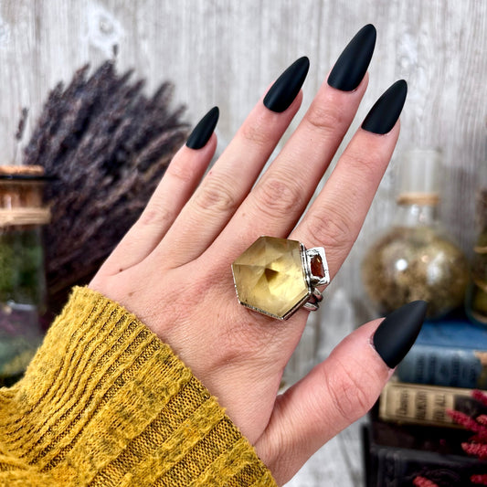 Multi Stone Smoky Citrine Orange Kyanite Ring In Silver Size 7 / Foxlark Collection