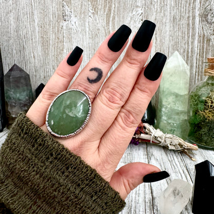 Green Aventurine Ring Silver Size 7 8 9 10 / Foxlark Collection