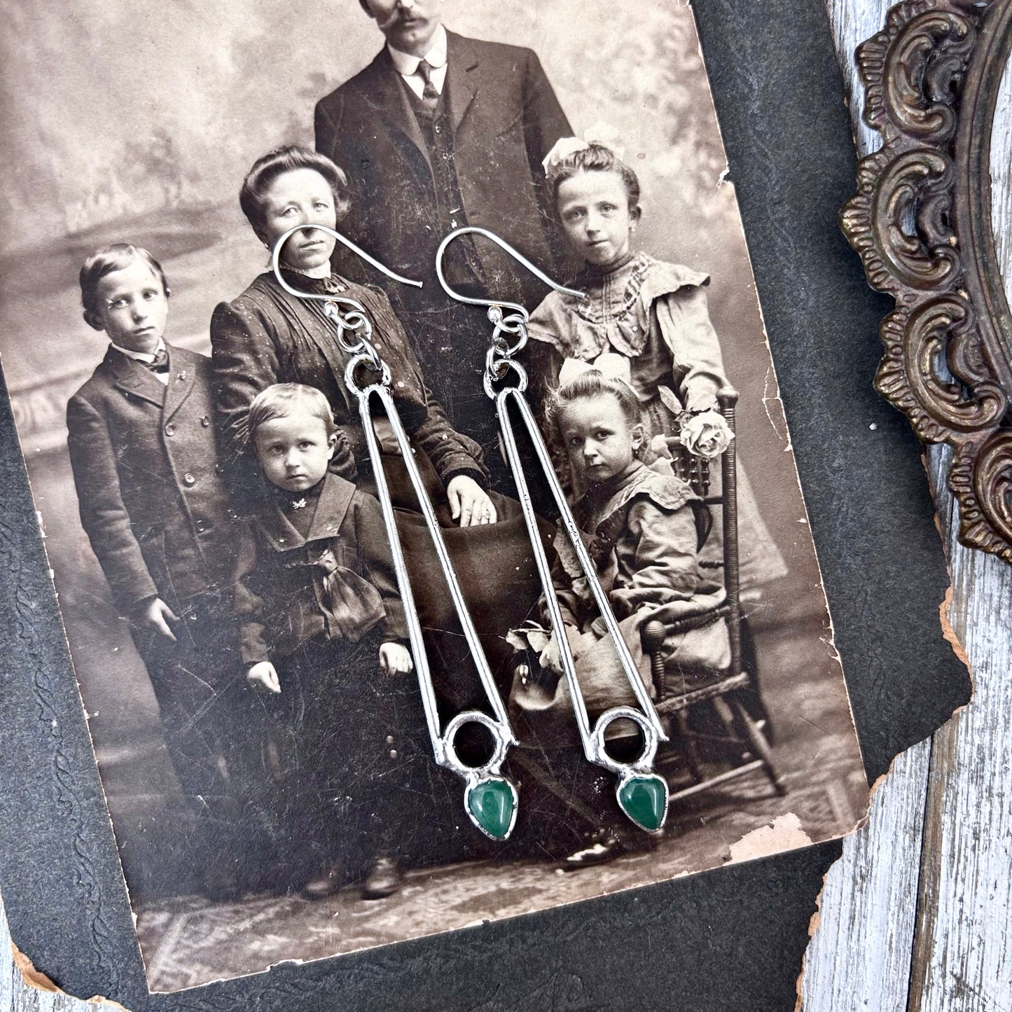 Aventurine Fine Silver Crystal Earrings / Long Dangle Witchy Earrings