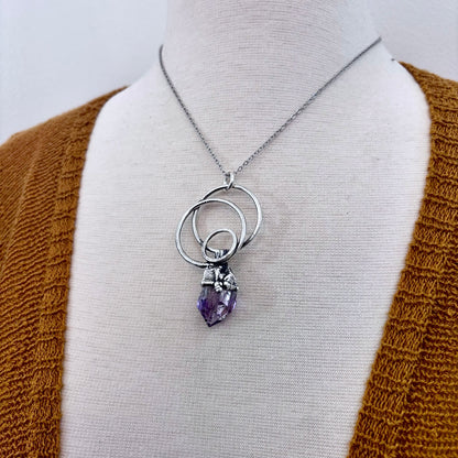 Big Raw Amethyst Necklace in Fine Silver / Foxlark Collection - One of a Kind
