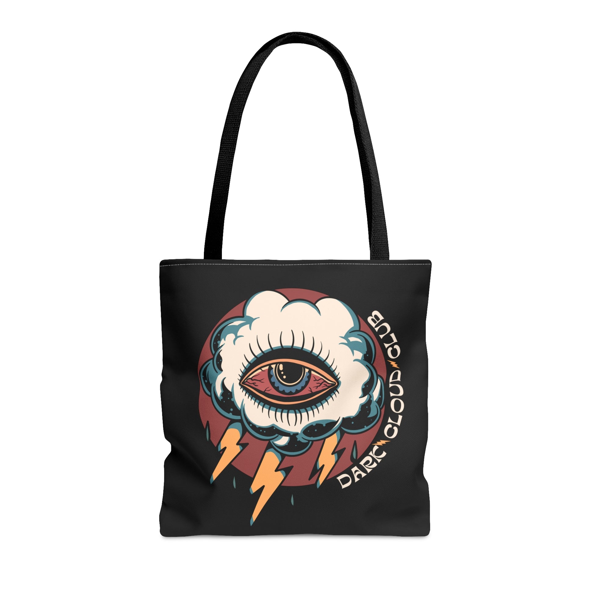 Copy of Dark Cloud Umbrella Lightning Tattoo Tote Bag in Black / Vintage American Old School Traditional Tattoo Flash / Punk Rock Beach Shopping - Foxlark Crystal Jewelry