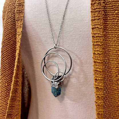 Raw Aqua Aura Quartz Crystal  Necklace in Fine Silver / Foxlark Collection - One of a Kind