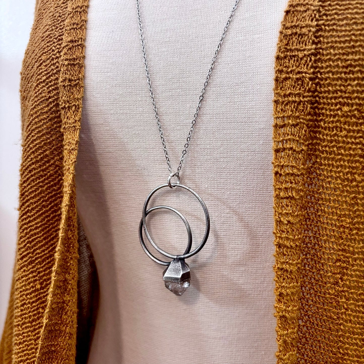 Herkimer Diamond Crystal  Necklace in Fine Silver / Foxlark Collection - One of a Kind