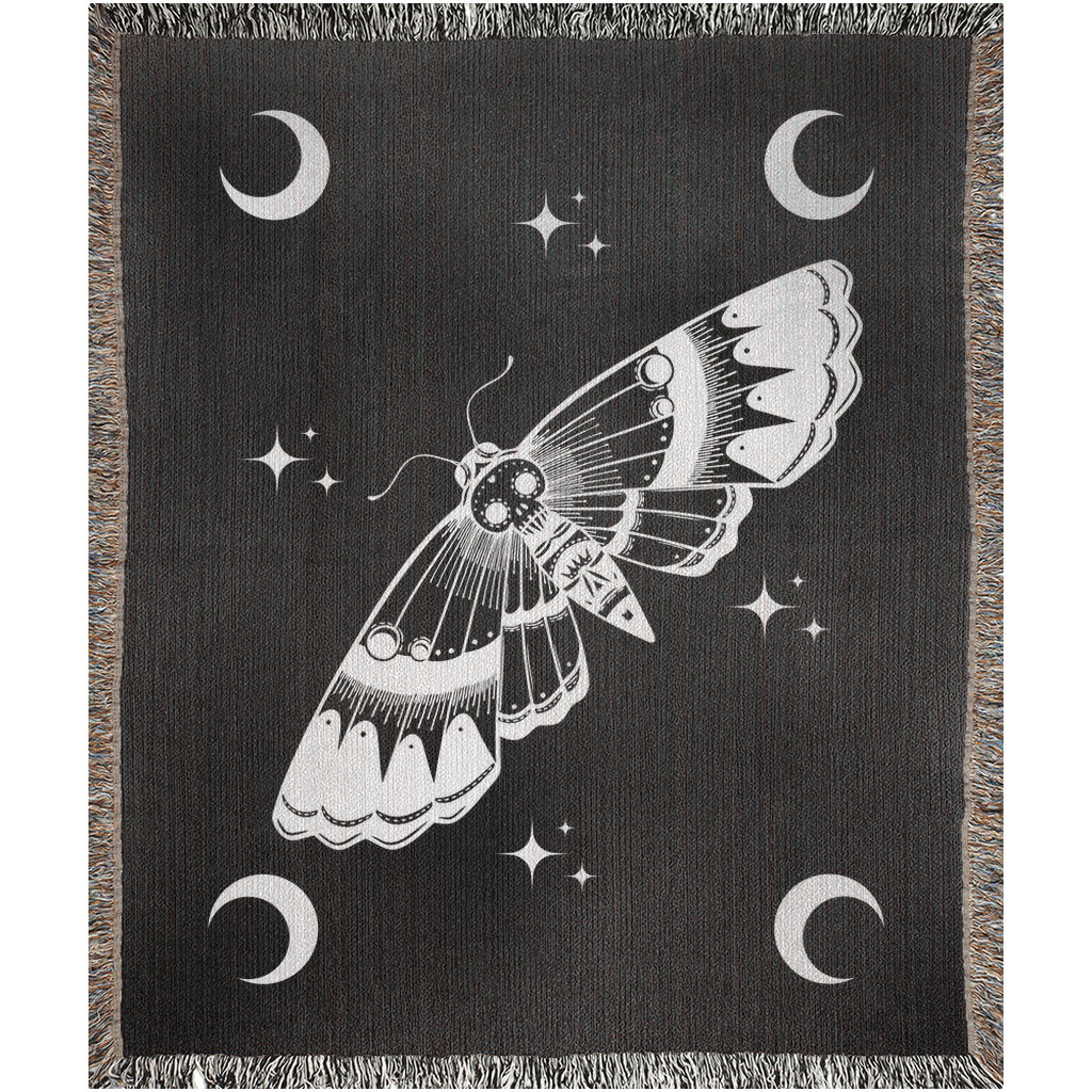 Moth and Moon - Woven Blanket - Foxlark Crystal Jewelry