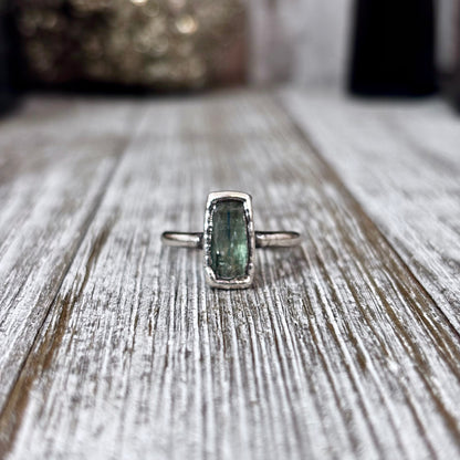 Blue Kyanite Ring Fine Silver Small Faceted Stone Ring Size 5 6 7 8 9 10 11 / Foxlark Collection