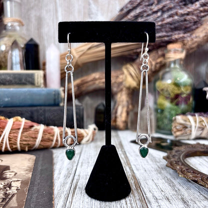 Aventurine Fine Silver Crystal Earrings / Long Dangle Witchy Earrings