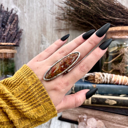 Brenda Jasper Crystal Ring Fine Silver Size 9.5 / Foxlark Collection - One of a Kind