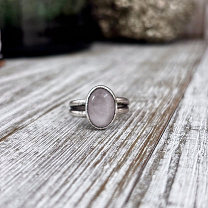 Rose Quartz Ring Fine Silver Stone Ring Size 9 / Foxlark Collection- One of a Kind