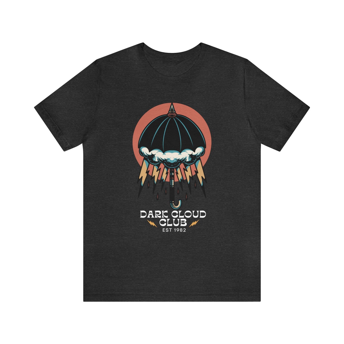 Dark Cloud Club Umbrella Lightning Tattoo T-shirt / Dark Cloud Lightning Eye Unisex Traditional Tattoo Tee Shirt / Punk Rock Clothing Tshirt - Foxlark Crystal Jewelry