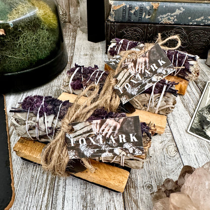 Sage Crystal Bundle with White Sage Palo Santo Smoky Quartz / Crystal and Sage Foxlark Cleansing & Protection Bundle
