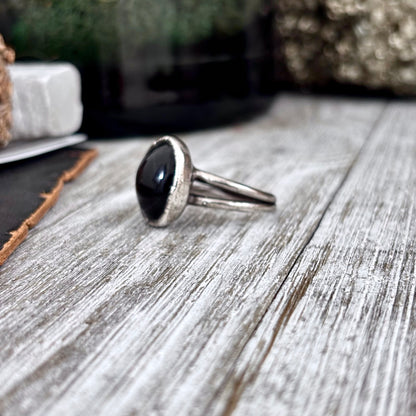 Black Star Sunstone Ring in Silver Size 8.5/ Foxlark Collection - One of a Kind