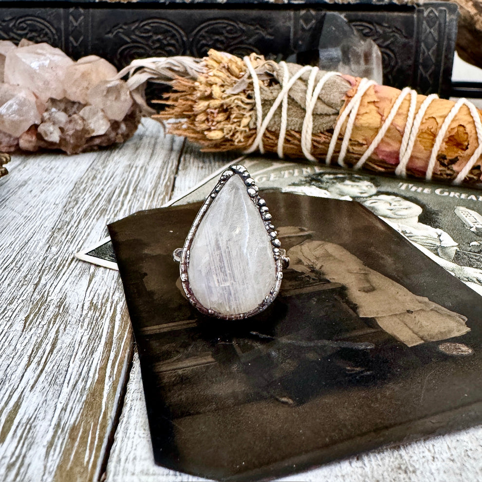 Rainbow Moonstone Ring Silver Size 10 // Foxlark Collection / Ring For ...