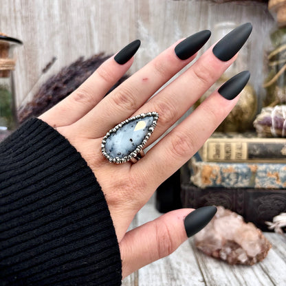 Dendritic Agate Crystal Ring Fine Silver Size 10 / Foxlark Collection - One of a Kind