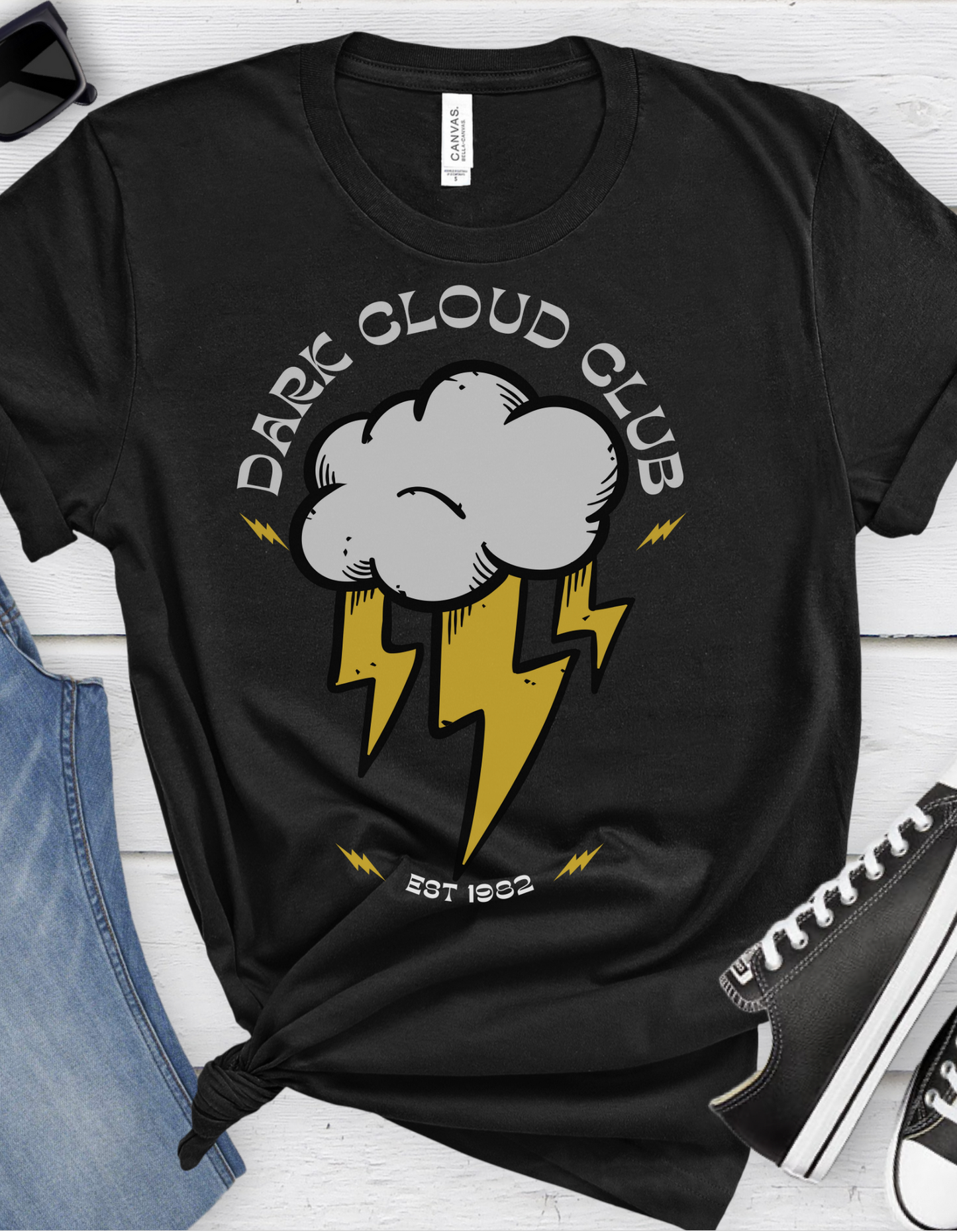 Dark Cloud Club Tattoo T-shirt / Traditional Tattoo Tee Shirt / Punk Rock Clothing Tshirt Rockabilly Psychobilly Freak Goth - Foxlark Crystal Jewelry