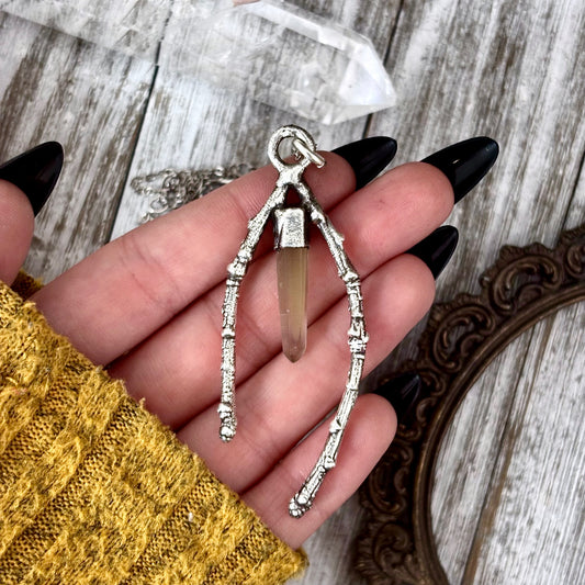 Phantom Quartz Crystal Necklace in Silver / Sticks & Stones Collection