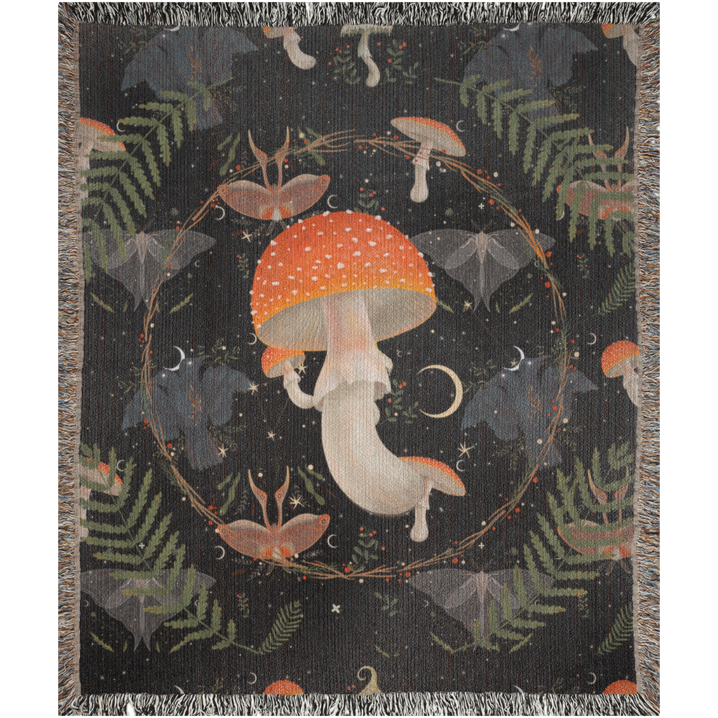 Mushroom Forest - Woven Blanket - Foxlark Crystal Jewelry