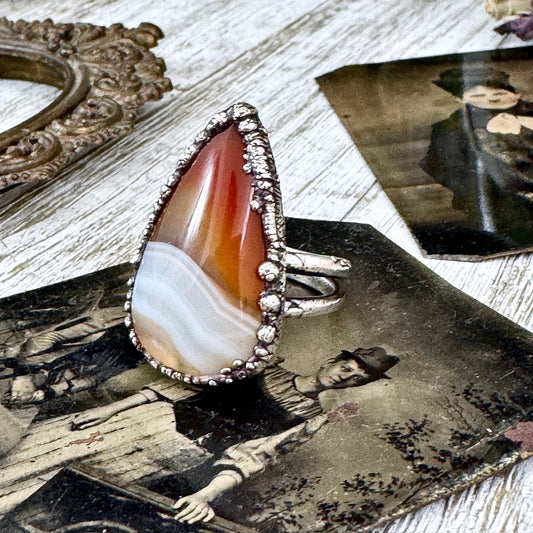 Carnelian Crystal Ring Fine Silver Size 9 / Foxlark Collection - One of a Kind