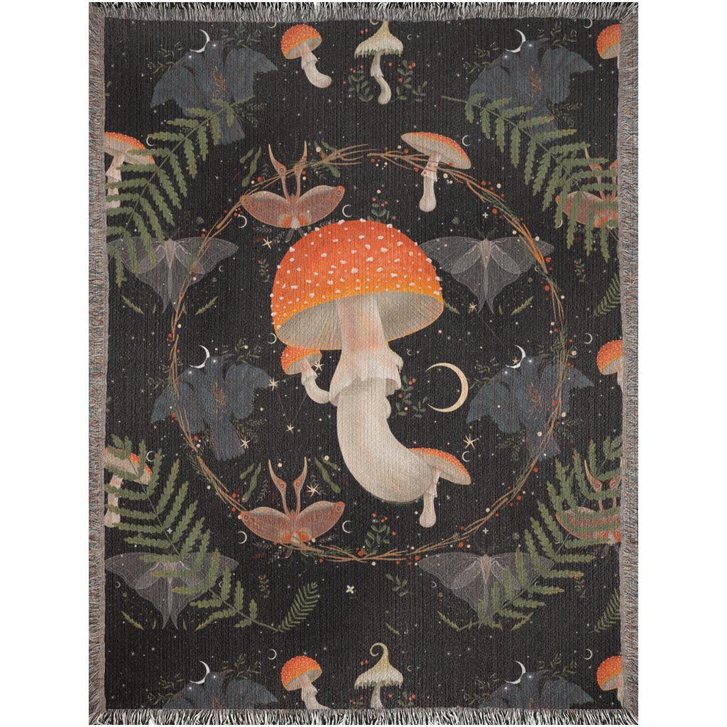 Mushroom Forest - Woven Blanket - Foxlark Crystal Jewelry