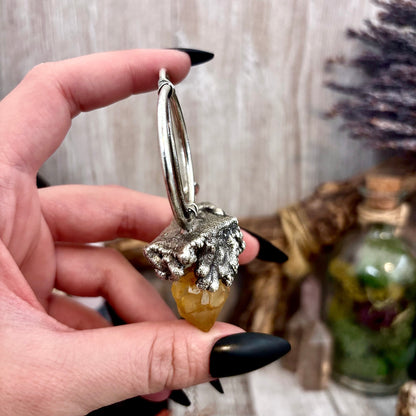Big Raw Tangerine Quartz Crystal Necklace in Fine Silver / Foxlark Collection - One of a Kind