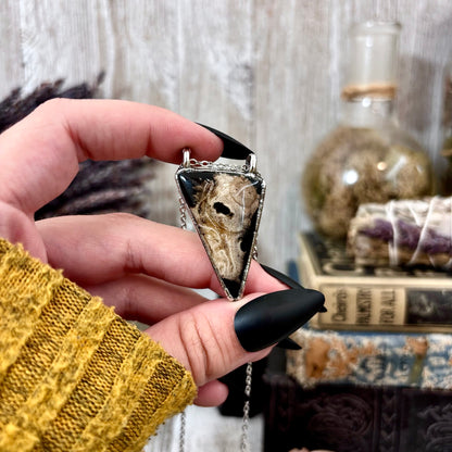 Fossilized Palm Root Crystal Necklace in Fine Silver / Foxlark Collection - One of a Kind