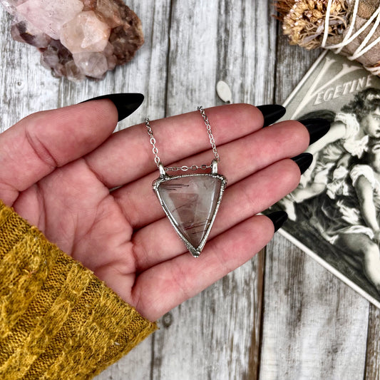 Rutilated Quartz Crystal Necklace in Fine Silver / Foxlark Collection - One of a Kind