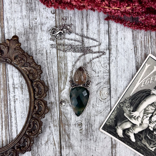Multi Stone Garden Quartz Moss Agate Necklace Silver / Foxlark Collection