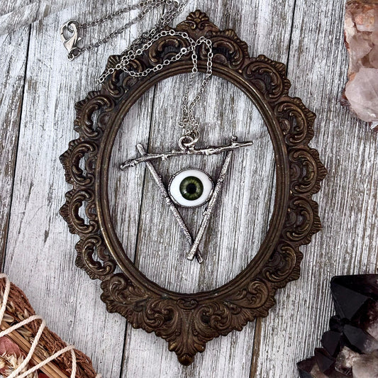 Green Iris Eye Necklace Fine Silver / Sticks & Stones Collection